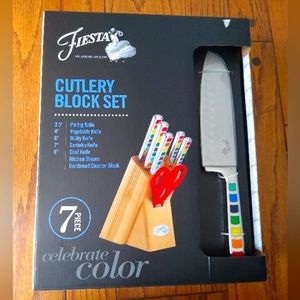 NEW Fiesta Masquerade Multicolor Cutlery Block Set